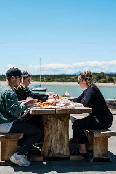 Fish and chips on the Mapua wharf by Roady