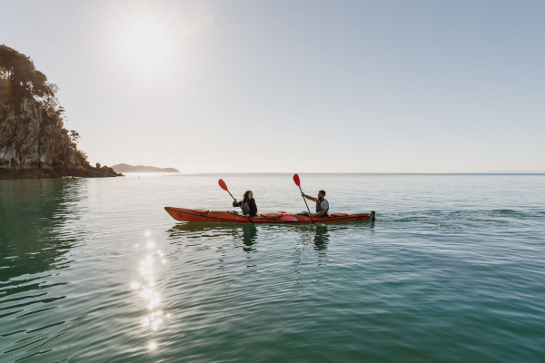 Zero carbon couple kayaking MSK Abel Tasman